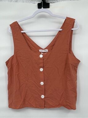 Native Youth NWT viscose blend clay red orange button blouse